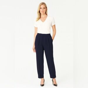 Vintage Rena Rowan Women's Navy Pleated Straight-Leg Cuffed Pants – Size 4 👚